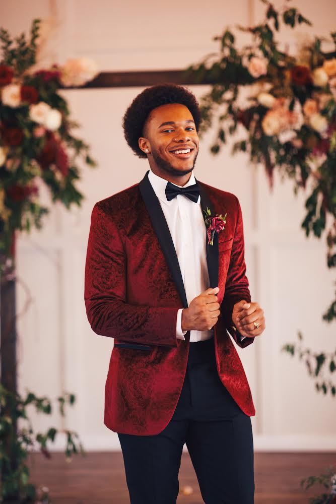 Groom in red velvet